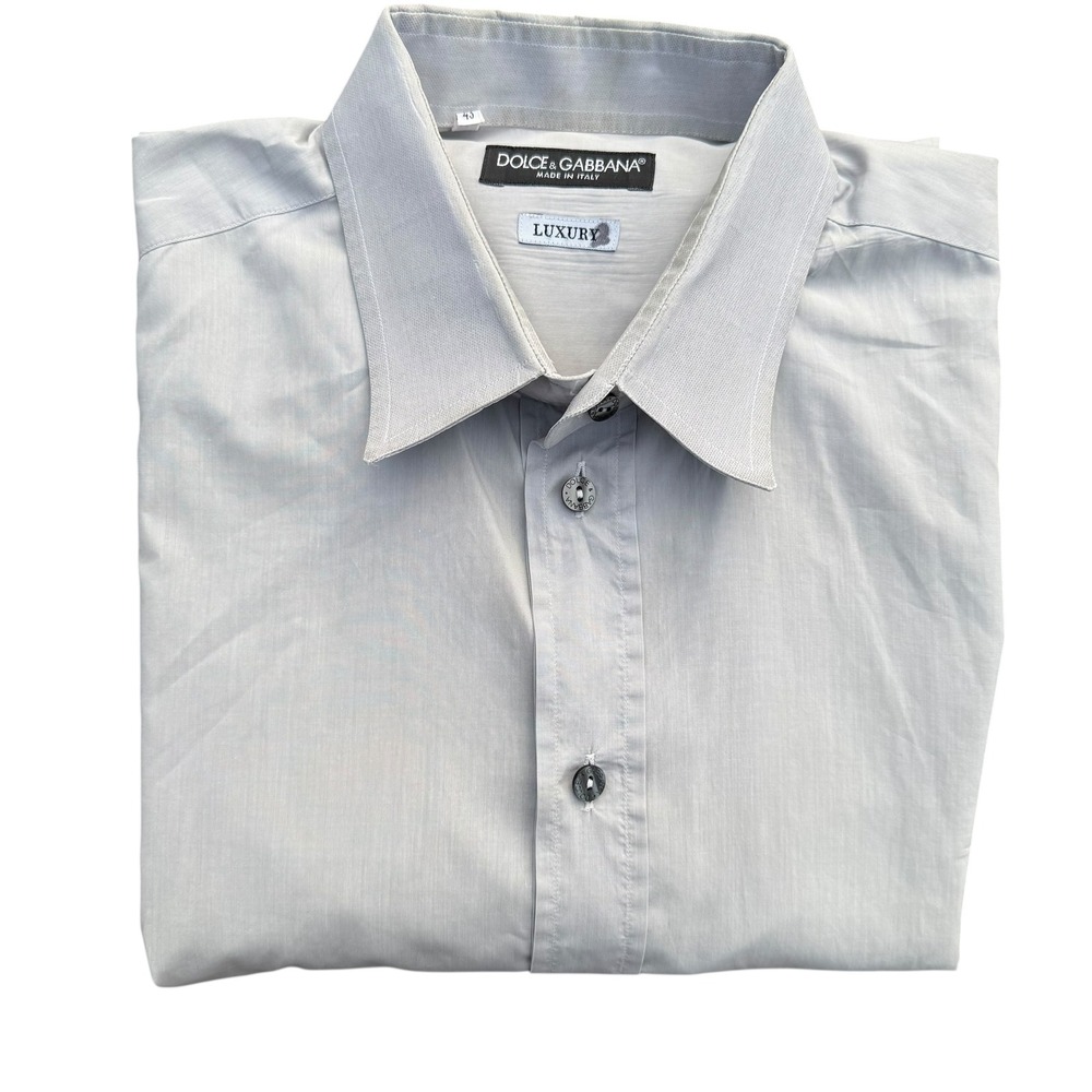 Dolce & Gabbana Luxury Shirt Button Up Mens Gray Size 17 73 Made in Italy